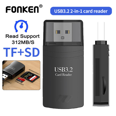 Đầu đọc thẻ USB 3.2 Fonken 2 trong 1 Đầu đọc thẻ TF SD cho máy tính xách tay Máy tính bảng Truyền dữ liệu nhanh hơn