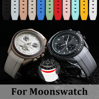 Dây đeo đồng hồ silicon cong 20mm cho vòng đeo tay Moonswatch cho Swatch cho dây đeo thay thế Omega Nam Nữ Dây đeo cổ tay chống nước