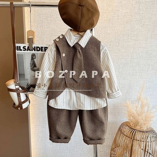  Bé Trai Phiên Bản Hàn Quốc Áo Sơ Mi Ba Mảnh Bộ Xuân Thu Phong Cách Mới Cho Bé Thời Trang Áo Vest Trẻ Em Bộ Áo Sơ Mi 