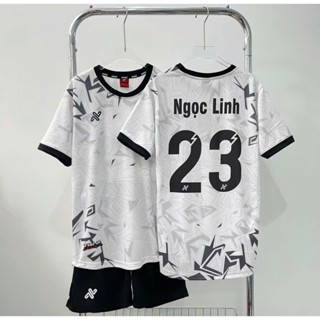 Bộ quần áo bóng đá, Bộ A.Mac Trắng Đen, bộ thể thao trẻ em, người lớn- Có in tên số theo yêu cầu