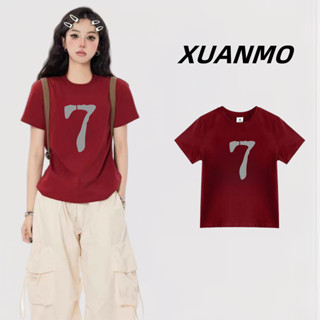 XUANMO Local brand Áo baby tee Áo Thun ôm body Áo y2k 100% cotton Áo T-shirt tôn dáng in hoa áo mẫu ngắn dễ phối thời trang mùa hè 2025 nữ