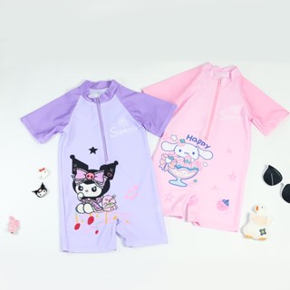 3-11 Tuổi Sanrio Đồ Bơi Cho Trẻ Em Mới Kawaii Melo Kuku In Hình Thiết Kế 1 Nhanh Khô Rashguard Cho Bé Gái