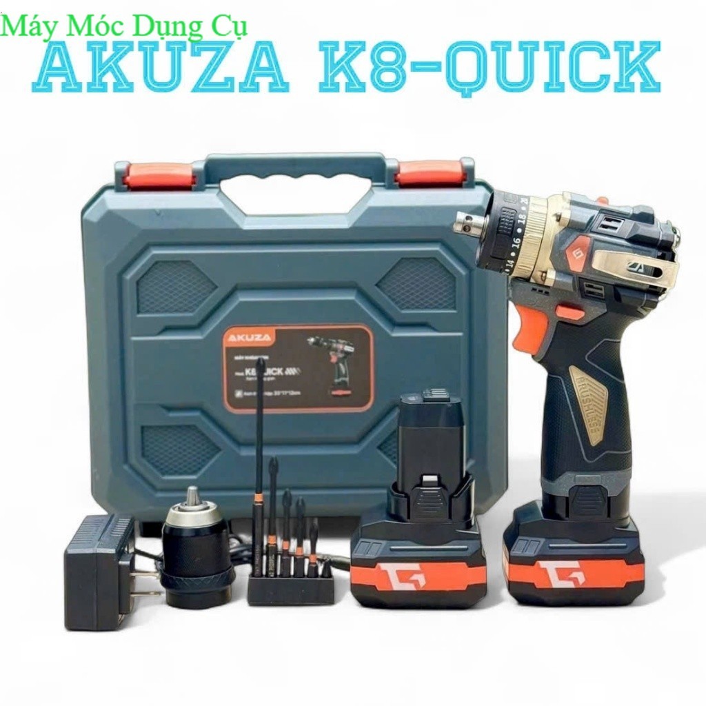 Máy Khoan Pin 16,8V AKUZA K8 Quick Không Chổi Than Đầu Kẹp Autolook Máy móc dụng cụ