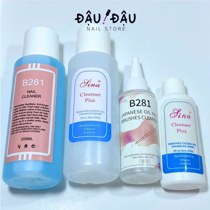 Nước lau gel lau móng rửa cọ LiNail, Sina, B281 Dung dich acetone, cồn, rửa cọ Chính Hãng