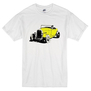 Áo thun nam Cotton trắng Hot Rod Nỗi hoài cổ màu vàng Roadster Drag Race Racing