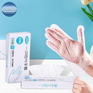 Hoeaden 100 Chiếc Găng Tay Cao Su Miễn Phí PE Găng Tay Dùng Một Lần Trong Suốt Axit Chống Trơn Trượt An Toàn Làm Việc Cấp Thực Phẩm Găng Tay Vệ Sinh Gia Đình VN