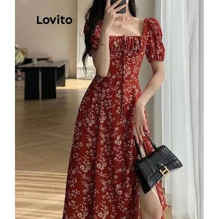 Đầm Lovito họa tiết hoa nhí phong cách thanh lịch cho nữ LNE43214