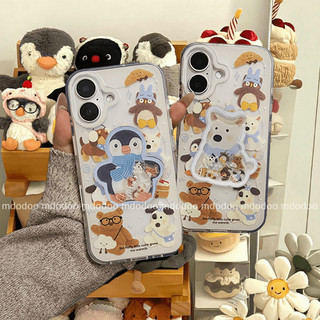 ốp lưng for OPPO Reno 5F 4Z 4 F 5 Pro 4G 6 2 3 4F Lite 2F 2Z A93 A94 5G A39 F1S A71 F5 A83 A1 F7 A57 2016 Cute Scarf Jellycat 3D Penguin West Highland Puppy Sliding Support Stand Soft Phone Case Dirt resistant Anti-fall Back Cover TM 40