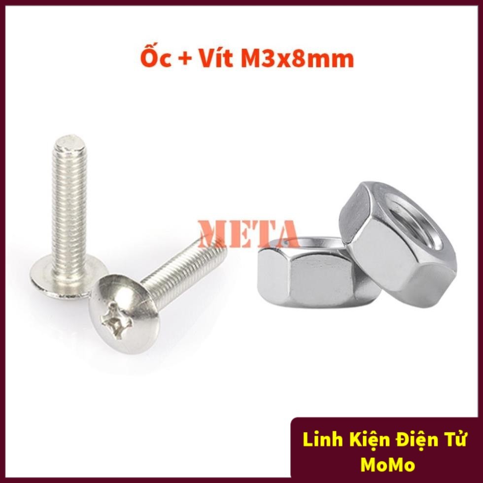 Ốc Vít M3 Chữ Thập - Vít M3 đầu tròn dài 5mm/8mm, Đai Ốc Lục Giác M3 - đường kính trong 3mm