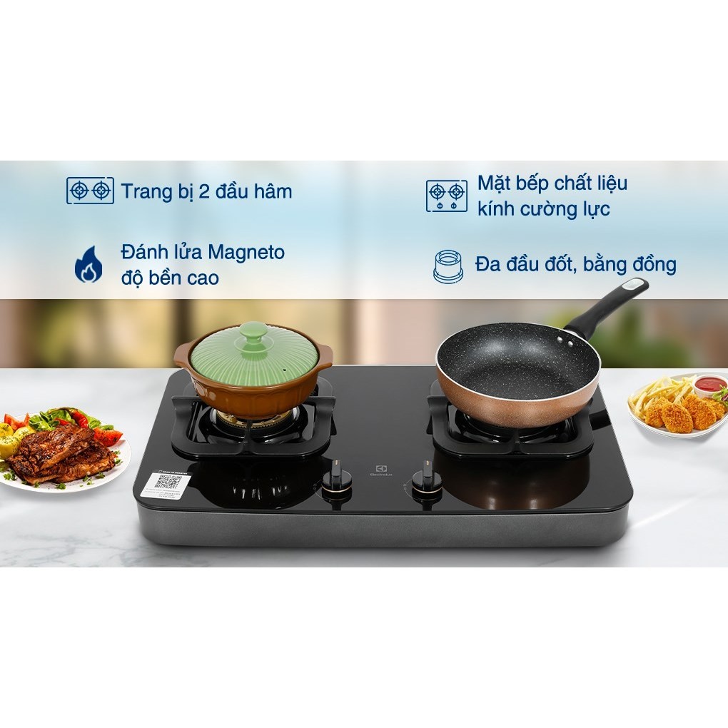 Bếp ga đôi Electrolux ETG7286GKR và  ETG7266GKR  (hàng trưng bày)