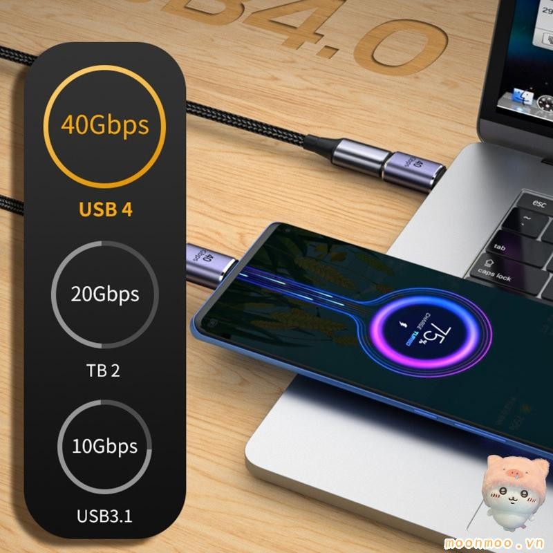 Bộ chuyển đổi truyền dữ liệu Moon Mini Type-C 40Gbps Type C Bộ chuyển đổi mở rộng từ nữ sang nam