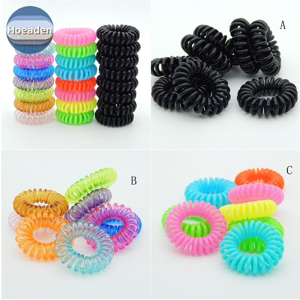 Hoeaden 10 Chiếc Nhựa Dây Buộc Tóc Xoắn Ốc Dây Buộc Tóc Không Nhăn Cuộn Dây Buộc Tóc Đuôi Ngựa VN