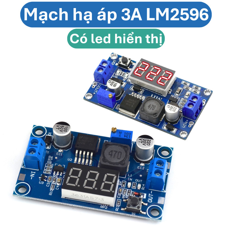 Mạch nguồn giảm áp, hạ áp 3A LM2596 DC - DC - Có Led hiển thị