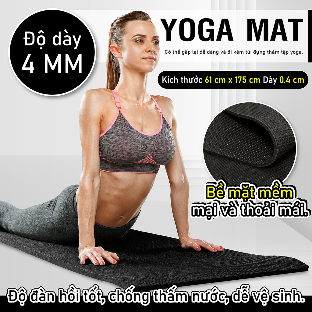 (4mm) Off-Thảm tập Yoga cao cấp Thái Lan loại TPE,kích thước: 173cmx61cm, dày <4mm
