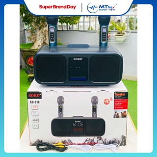  Loa karaoke bluetooth SD318 âm thanh hay nhỏ gọn phiên bản cao cấp. Tặng kèm 2 micro không dây có màn hình LCD 