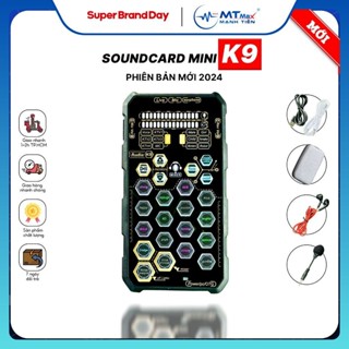 Sound Card K9 Phiên Bản Mới 2024 - Hỗ Trợ Livestream Thu Âm Karaoke Giả Giọng, Auto Tone Tặng Kèm Micro Tai Nghe Dây Cáp