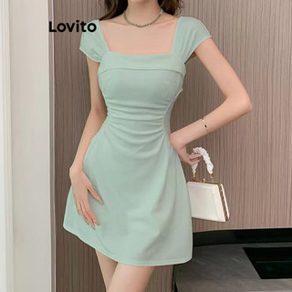 Đầm Lovito buộc dây phía trước màu trơn phong cách thường ngày cho nữ LNE64448