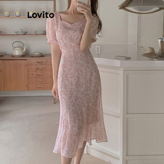 Đầm Lovito họa tiết hoa phong cách thường ngày cho nữ LNE65033
