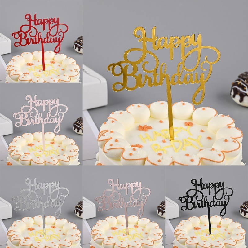 Bán chạy Happy Birthday Acrylic Cake Plugin DIY Cake Top Tiệc sinh nhật Món tráng miệng Baking Plugi