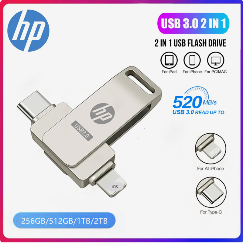 Chìa khóa USB HP PenDrive 1TB 2TB Android Type-C cho Ổ đĩa Flash USB Lightning Otg