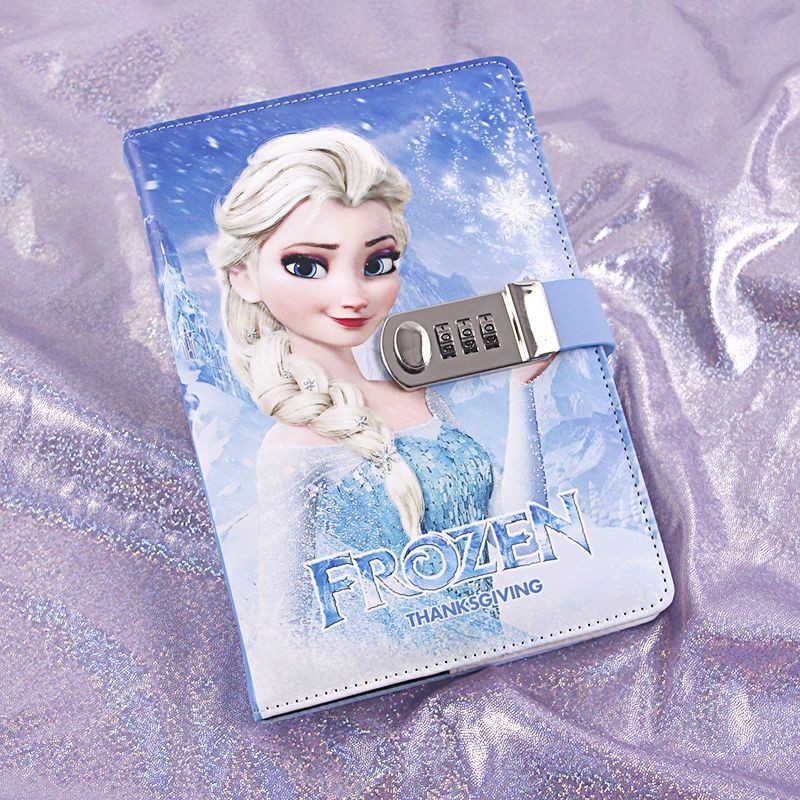 Nhật Ký Elsa Học Sinh Tiểu Học Khóa Notepad Elsa Notebook Trẻ Em Bé Gái Tianzi Checkered Code Book G