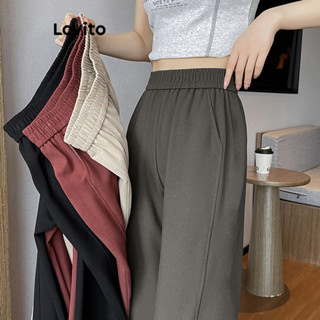 Quần Lovito xếp ly màu trơn phong cách thường ngày cho nữ LNE65212