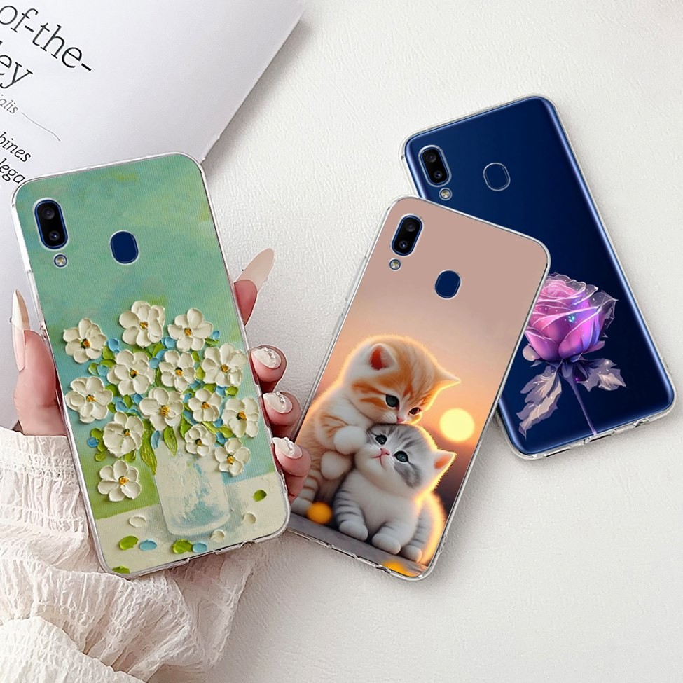 Dành Cho Samsung A30 SM-A305F Ốp Lưng Samsung Galaxy A30 Ốp Lưng Thời Trang Hoa Bướm Hoạt Hình Dễ Th