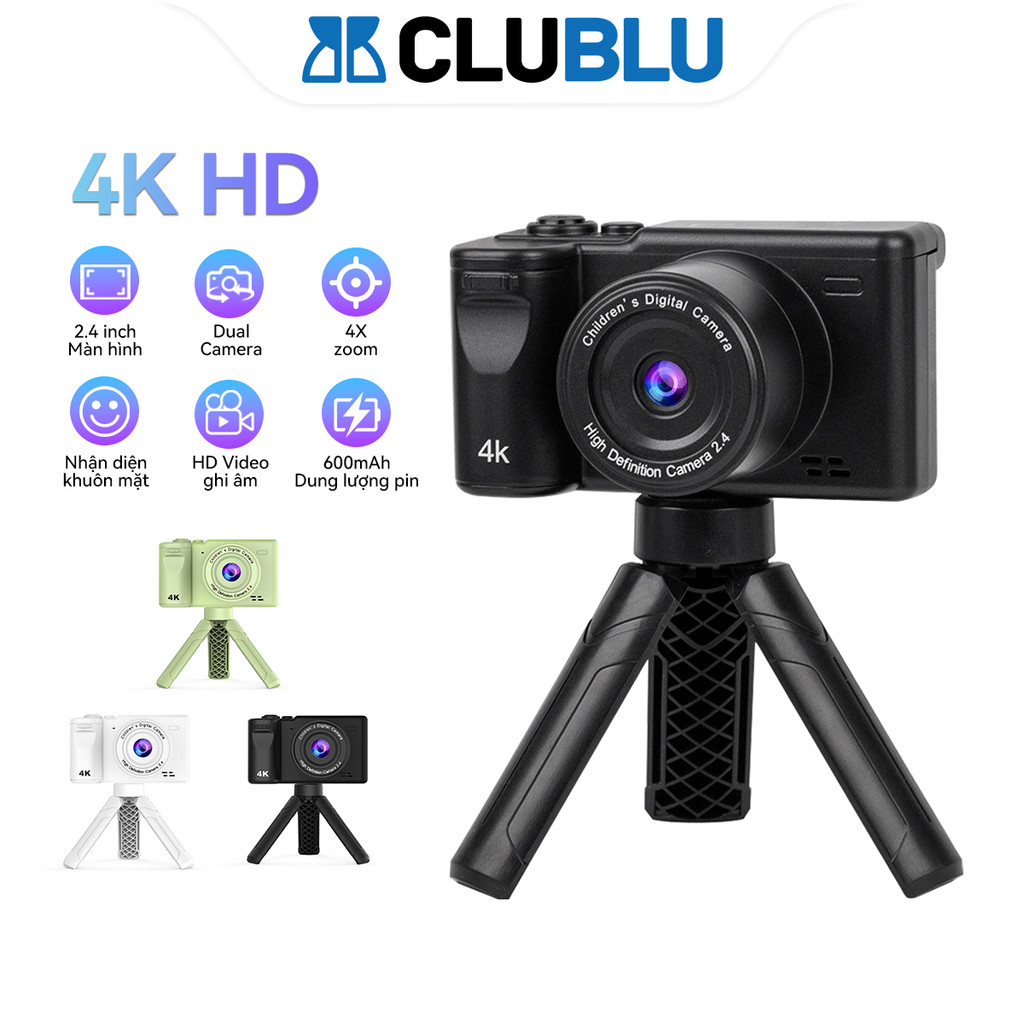 -CLUBLU- Máy Ảnh Kỹ Thuật Số Mini Q-9 Camera Digital Selfie Có Giá Đỡ Tripod Cho Bé Quay Phim Video