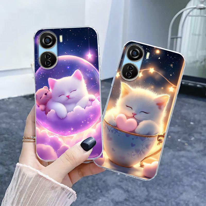 Mèo Đáng Yêu Cho ZTE Libero 5G IV Libero5G iii Ốp Lưng Chó Hoa Silicon Mềm Trong Suốt Cho ZTE Libero