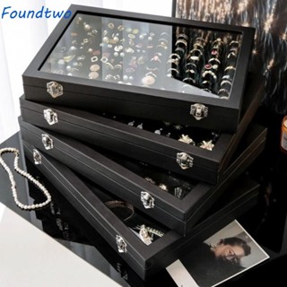  Foundtwo Hộp đựng đồ trang sức nhung Khay đựng đồ trang sức bằng gỗ bằng da PU Ngăn kéo tổ chức Nhẫn Errings Hộp đựng vòng cổ Hộp trưng bày trang sức Quà tặng 