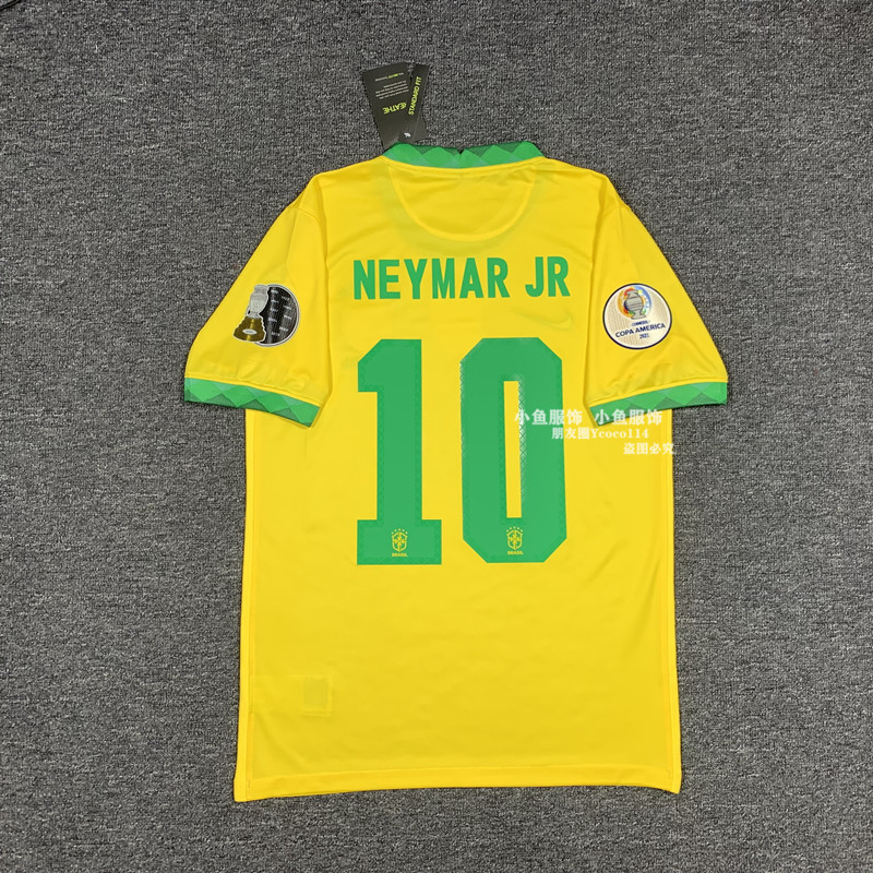 Áo bóng đá ngắn tay Brazil Jersey Home 10 Neymar JR 2021