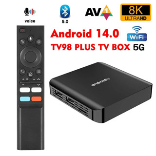Tv98 ATV cộng với Android 14 Quad Core TV Box 5 gam Dual Wifi với TV Apps 8K video bt5.0 4K 3D bằng giọng nói phương tiện truyền thông Máy nghe nhạc Set Top Box lgnm