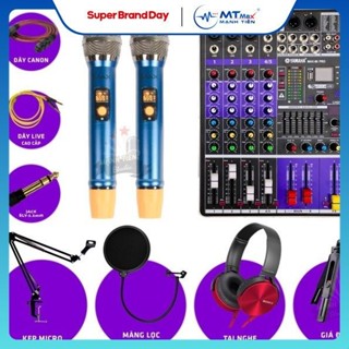 [Thanh Lý] Combo thu âm livestream chuyên nghiệp karaoke cao cấp mixer Max 68 Pro và micro Max 56 bộ 2 mic không dây