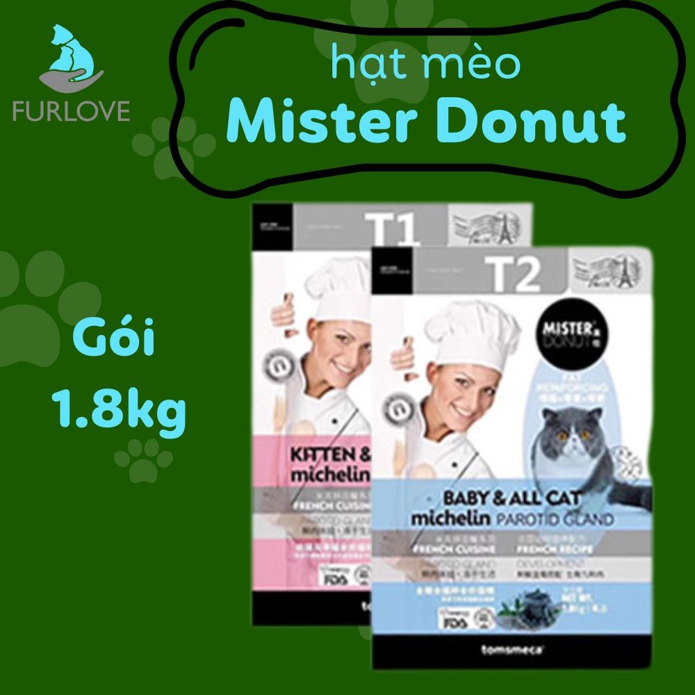 HOẢ TỐC]Thức ăn hạt cho mèo Mister Donut T1 và T2 -Furiends Official Store