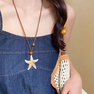 Ahellogirl Sao Biển Vòng Cổ Dài Cho Nữ Mùa Hè Bên Biển Thiết Kế Niche Dây Xích Xương Đòn