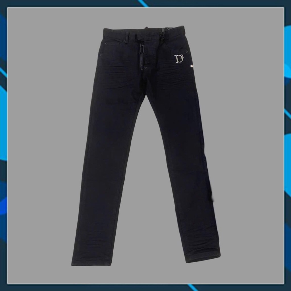 Quần jean nam đen trơn logo D2 hàng Quảng Châu