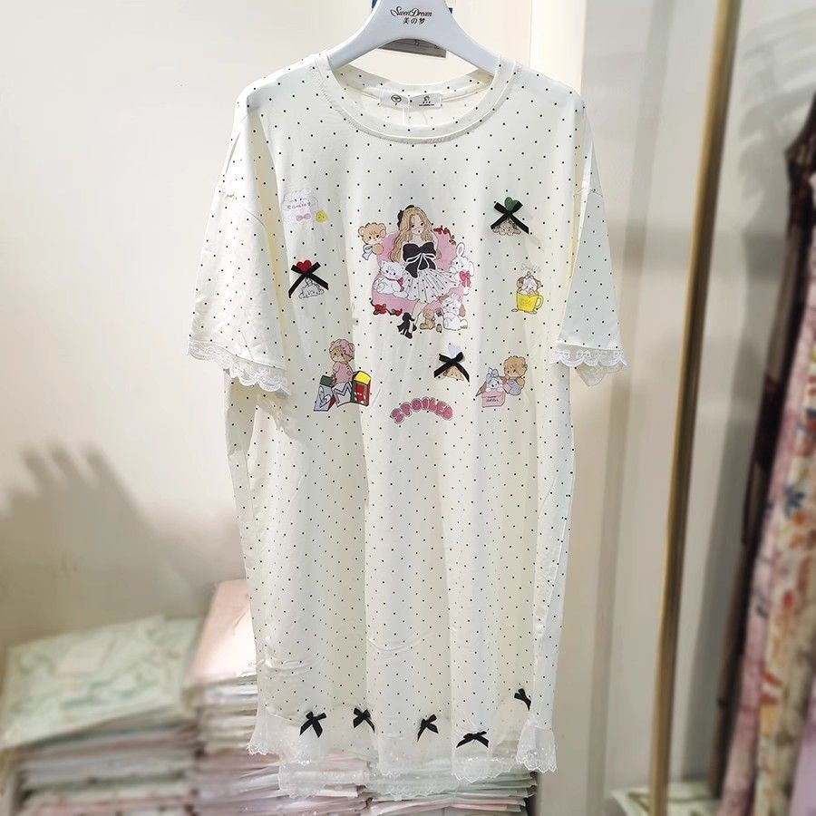 ✨7.1 Homewear Bộ Đồ Ngủ Áo Chui Ren Nơ Tay Ngắn Nhà | BigBuy360 - bigbuy360.vn