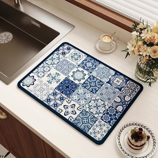 2025 mới Thảm trải bàn Retro kiểu Mỹ Ánh sáng sang trọng Hộ gia đình Cách nhiệt thấm nước Nhanh khô Mặt bàn Thảm nhà bếp Thảm thoát bùn tảo cát20250106