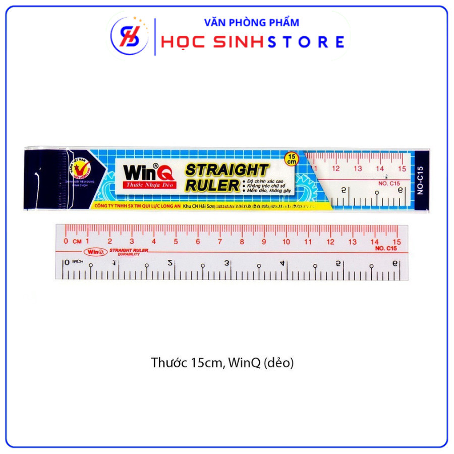Combo 5 Cây Thước Dẻo 15cm WinQ, Chất Liệu Dẻo Bền C15, Nhựa Dẻo Cao Cấp