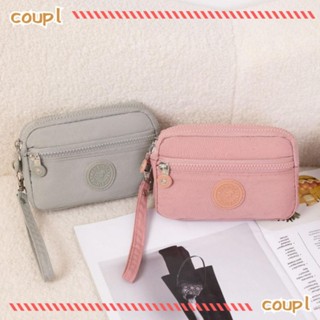 Túi xách nữ COUPL, Ví dài có dây kéo chống nước, Ví đựng tiền xu màu trơn dung tích lớn hai lớp