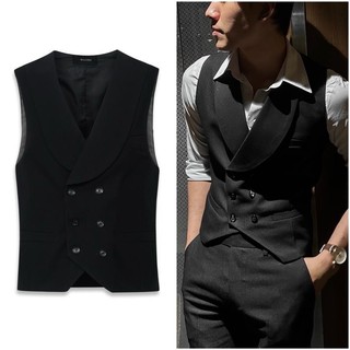 Áo Gile Nam Vest Cao Cấp Ve Rộng 2 Lớp Đai Tôm Sau Lưng Cách Điệu Sang Trọng AVN03 - TUTO5 Menswear