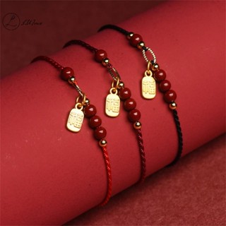 LUImo Vòng Chân Dệt Tay Natal Năm Cinnabar Vòng Chân Fu Vòng Chân Phong Cách Dân Tộc Trang Sức * Bán Chạy