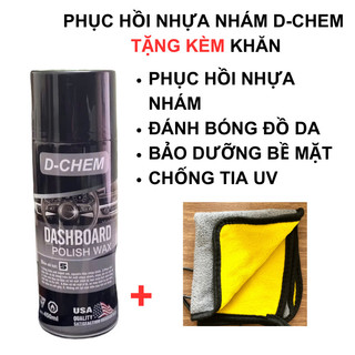  Phục Hồi Nhựa Nhám D-Chem Dashboard Polish 450ml Làm Mới Nhựa Nhám Đồ Da Nội Thất Ô Tô 