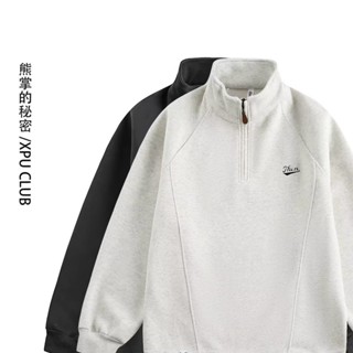 Áo nỉ nam Gksss Nhật Bản hợp thời trang thương hiệu dáng rộng giản dị thêu cổ đứng phong cách trung tính áo thể thao