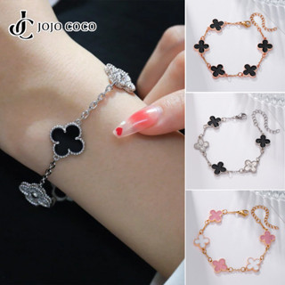 Vòng tay cỏ bốn lá JOJO COCO dành cho nữ Vòng tay hoa Caladium năm hoa đơn giản Hàn Quốc Vòng tay hoa may mắn