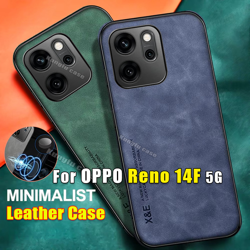 Ốp Da Sang Trọng Cho OPPO Reno14 F Pro Reno 14F Reno14F 5G Giá Đỡ Từ Tính Xe Ô Tô Ốp Điện Thoại Cặp 