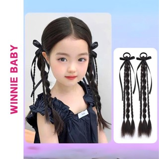 Set 2 Tóc Giả Nơ Xoắn Tết 2 Bên Mix Kèm Ruy Băng Dài 35cm Phong Cách Hàn Quốc Cho Bé Gái TC