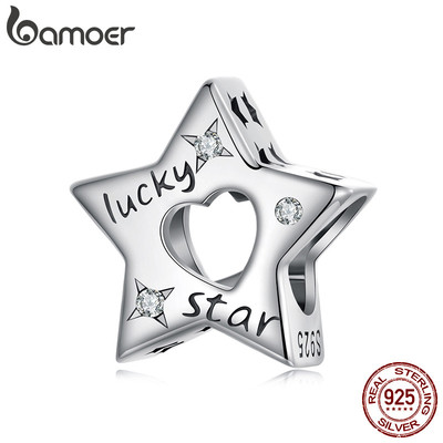 Bamoer 925 Sterling Sliver Charm Ngôi Sao May Mắn Mặt Dây Chuyền DIY Cho Vòng Tay Quà Tặng