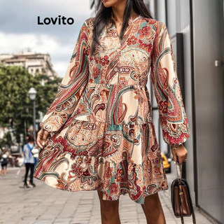 Đầm Lovito xếp tầng in họa tiết dân tộc ấn tượng phong cách Boho dành cho nữ LNL59028