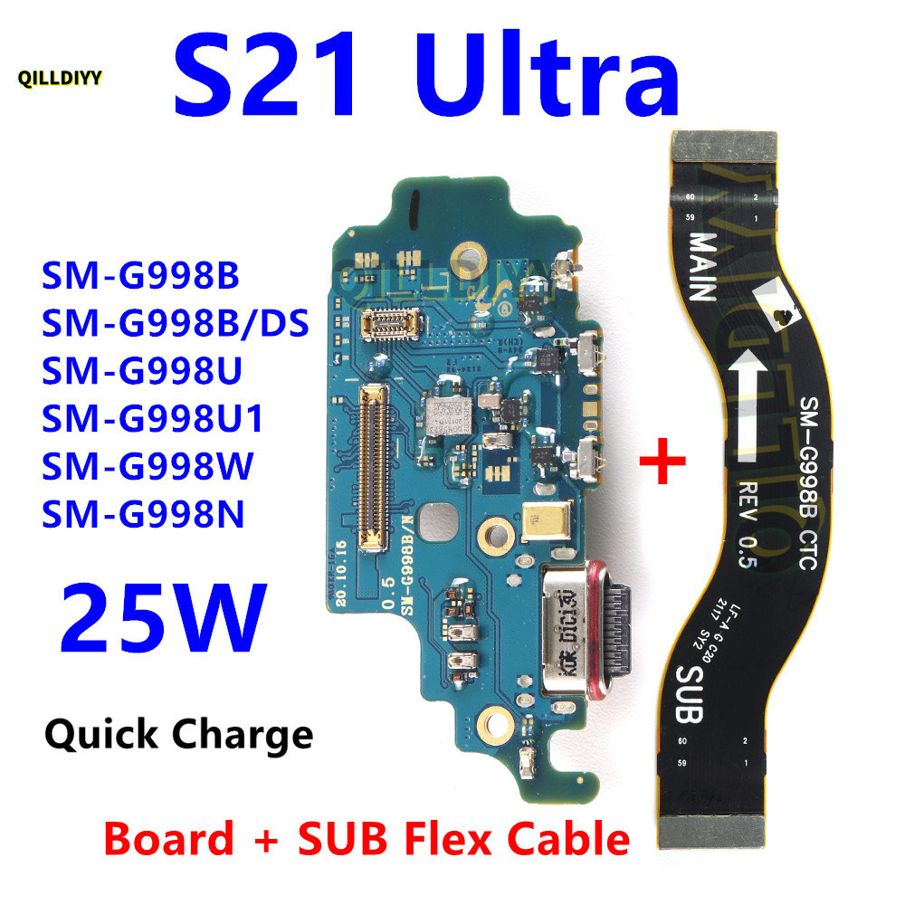 Bảng Cổng Sạc 25W Cho Samsung Galaxy S21 Ultra 5G G998B G998N G998U G998W Sạc Nhanh Bo Mạch Chủ Kết 